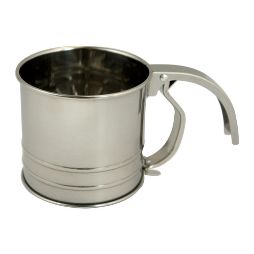 Flour Sifter Silver Stainless Steel 1 cups Silver