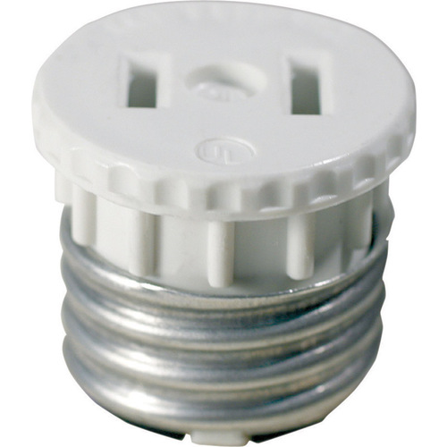 Leviton 00125-000 Socket Adapter Plastic Medium Base White