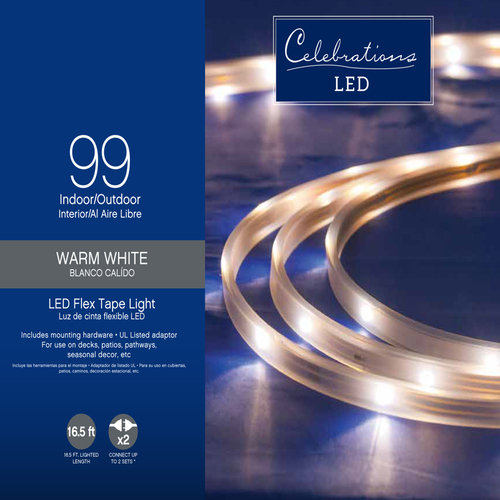 Celebrations 2T434913 Christmas Lights LED Clear/Warm White 99 ct Rope 16.4 ft.