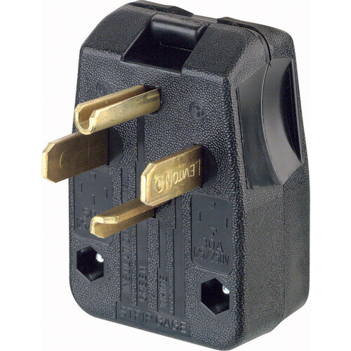 Leviton 3201381 Plug Commercial Thermoplastic Straight Blade 14-30P/14-50P 14-6 AWG 3 Pole 4 Wire Boxed Black