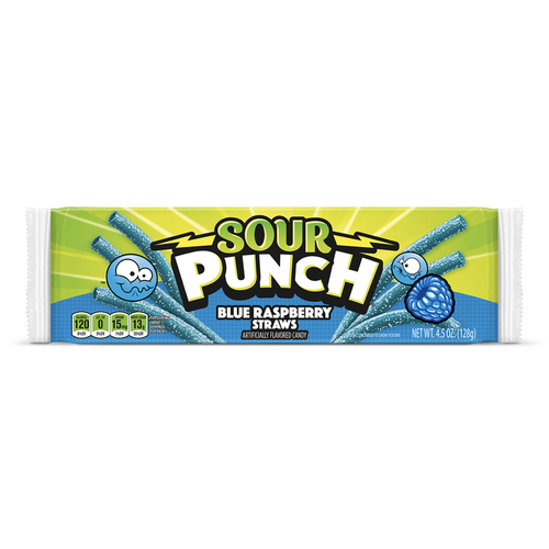 Sour Punch 9073639-XCP24 Straws Candy Blue Raspberry 4.5 oz - pack of 24