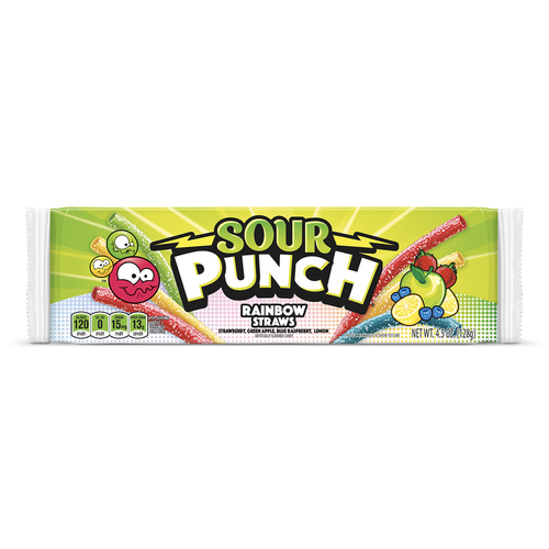 Sour Punch 8791 Straws Candy Rainbow 4.5 oz