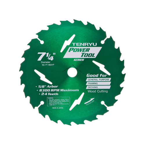 Tenryu 2695518 Saw Blade Bullfrog 7-1/4" D X 5/8" Power Tool Steel 24 teeth