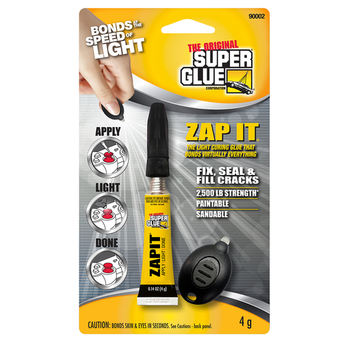 The Original Super Glue 90002 Light Cure Super Glue Zap It High Strength 0.14 oz