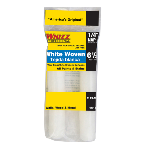 Whizz 44314 Paint Roller Cover Woven 6.5" W X 1/4" S Mini White