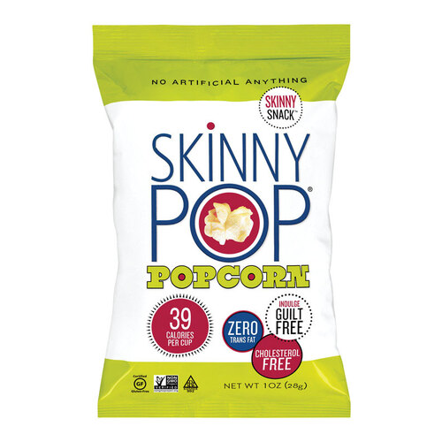 SkinnyPop 610186 Popcorn Skinny Snack Original 1 oz Bagged