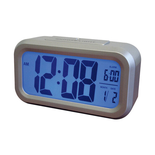 Alarm Clock 5.3" Silver Digital Silver