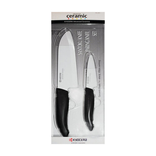 Kyocera FK-2PCCWH4ACE Knife Set Ceramic 2 pc Black