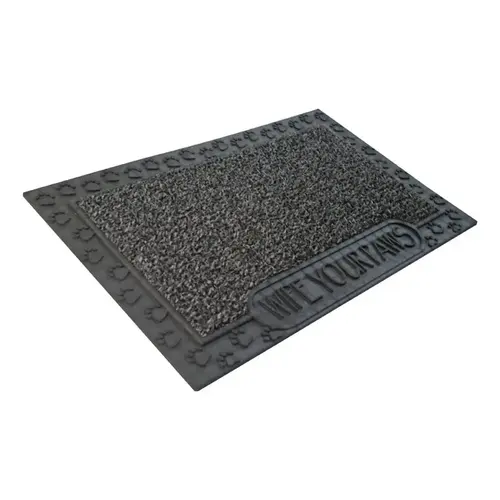 Door Mat 30" L X 18" W Black Wipe Your Paws Polyethylene Black