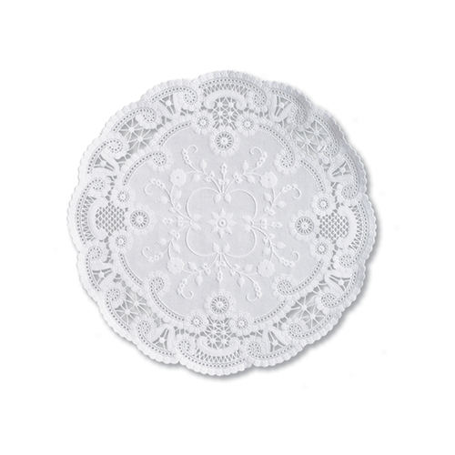 BROOKLACE 500535 DOILY PAPER WHITE 12 ROUND FRENCH LACE