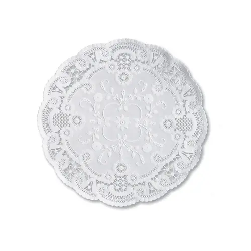 DOILY PAPER WHITE 12 ROUND FRENCH LACE