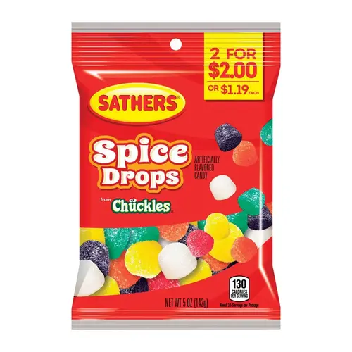 Sathers 02682-XCP12 Gummi Candy Chuckles Spice Drops 5 oz