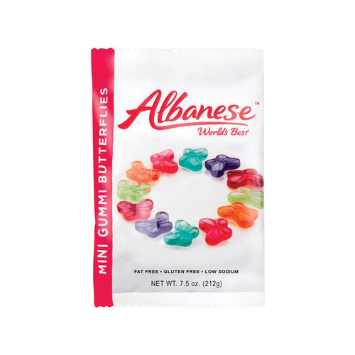Albanese 53352-XCP12 Gummi Candy Mini Butterflies Blue Raspberry, Cherry, Grape, Green Apple, Orange, Strawberry Gummi Ca - pack of 12