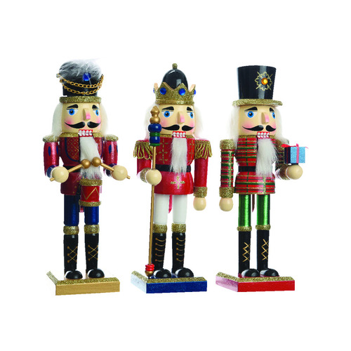Decoris 550343-XCP9 Indoor Christmas Decor Assorted Nutcracker Soldier Assorted - pack of 9