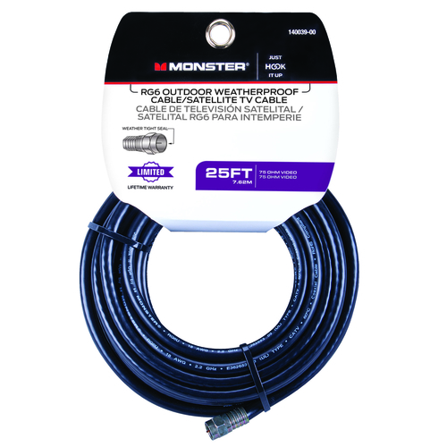 Weatherproof Video Coaxial Cable Just Hook It Up 25 ft. Black