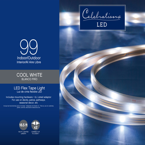 Celebrations 2T434912 Christmas Lights LED Cool White 99 ct Rope 16.4 ft.