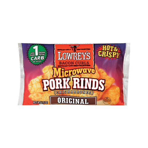 Microwave Pork Rinds Lowrey's Bacon 1.75 oz Bagged - pack of 18