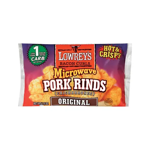 Microwave Pork Rinds Bacon 1.75 oz Bagged