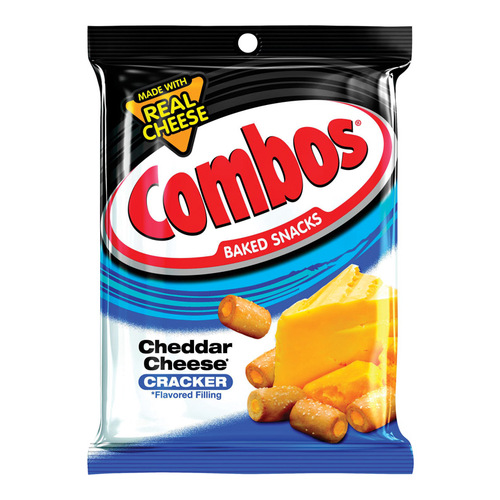 Combos 273755 Filled Crackers Baked Snacks Cheddar Cheese 6.3 oz Packet