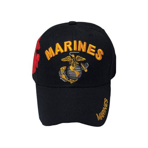 JWM 06995-XCP6 Logo Baseball Cap U.S. Marines Black One Size Fits All Black - pack of 6