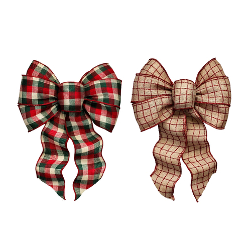 Holiday Trims 7464 Indoor Christmas Decor Multicolored Loop Plaid Bow Multicolored