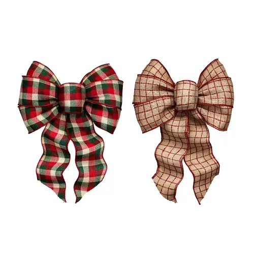 Indoor Christmas Decor Multicolored Loop Plaid Bow Multicolored