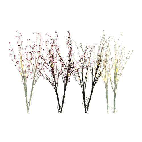 Decoris 482146-XCP24 Indoor Christmas Decor LED Assorted Berry Branch Assorted - pack of 24 Pairs