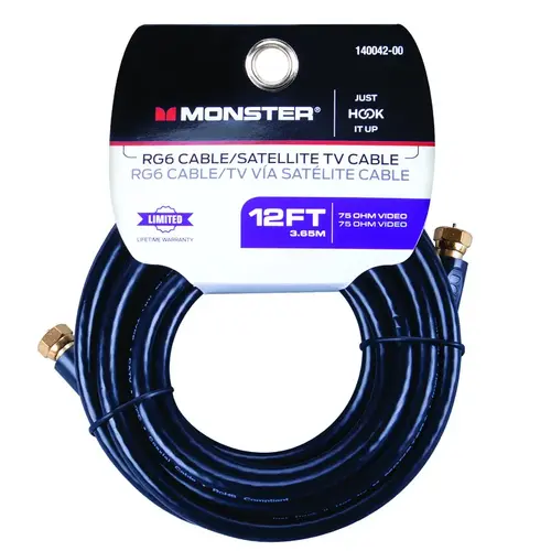 Video Coaxial Cable Just Hook It Up 12 ft. Black