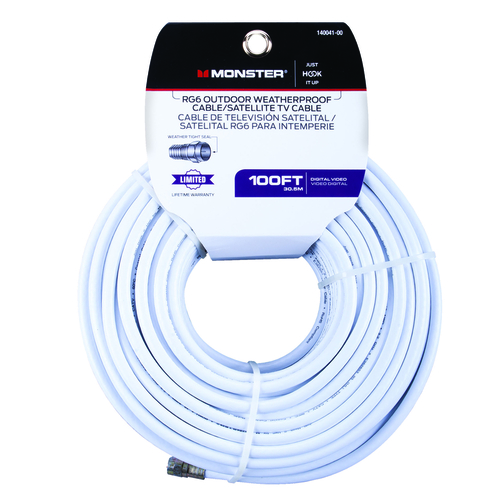 Video Coaxial Cable Just Hook It Up 100 ft. White - pack of 2