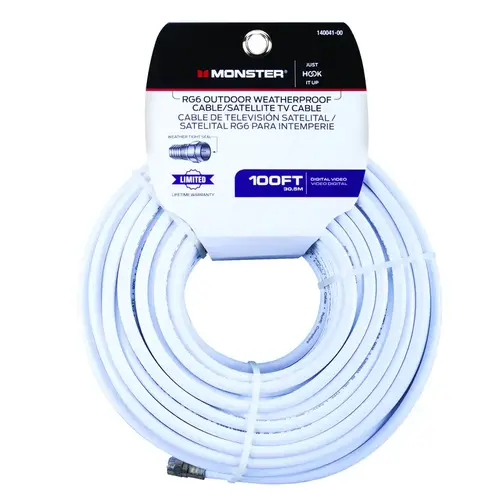 Video Coaxial Cable Just Hook It Up 100 ft. White