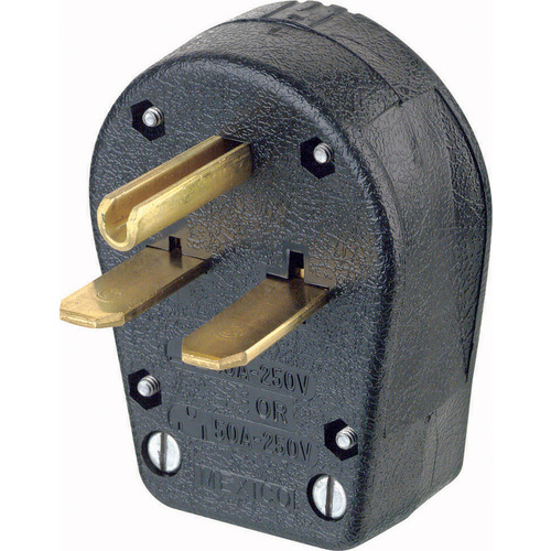 Leviton 3201365 Plug Commercial Thermoplastic Angle Ground/Straight Blade 6-30P/6-50P 14-6 AWG 2 Pole 3 Wire Black