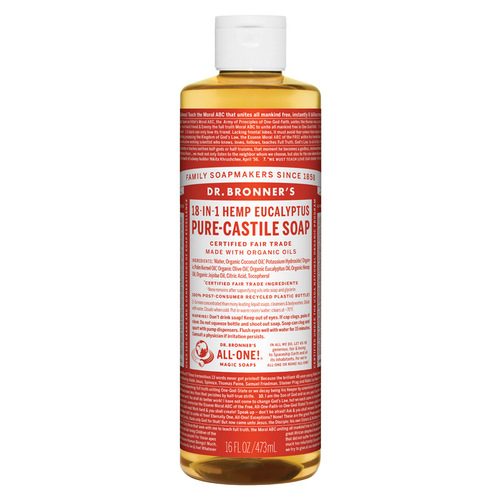 Dr. Bronner's CSEU16 Pure-Castile Liquid Soap 18-in-1 Organic Eucalyptus Scent 16 oz
