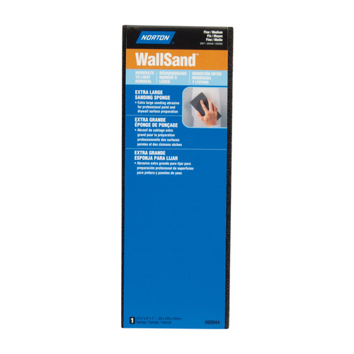 Sanding Sponge WallSand 9" L X 3.31" W X 1" T 80/120 Grit Fine/Medium Extra Large Gray