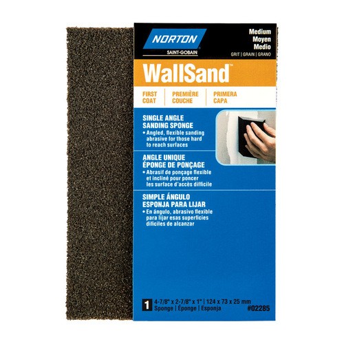 WallSand Sanding Sponge, 4-7/8 in L, 2-7/8 in W, Medium Black