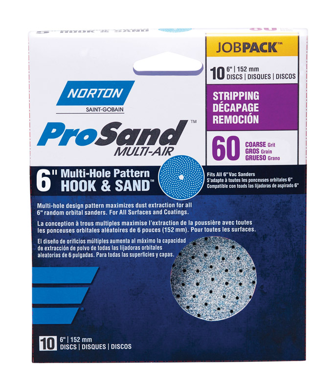 Norton 07660705326 Sanding Disc ProSand 6" Zirconia Alumina Hook and Loop H831 60 Grit Coarse