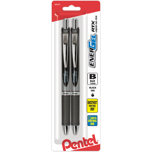 Gel Pen Black Retractable Pair