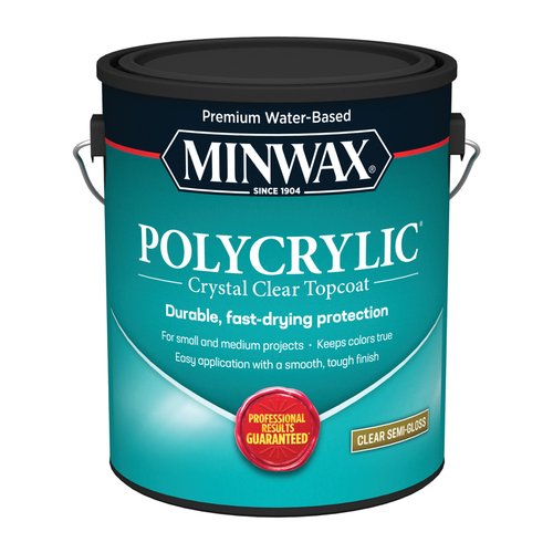 Polyurethane Polycrylic Semi-Gloss Crystal Clear Water-Based 1 gal Crystal Clear