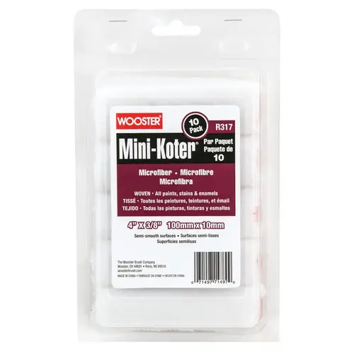 Paint Roller Cover Mini-Koter Microfiber 4" W X 3/8" S Mini White