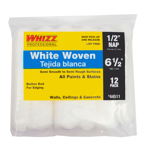 Whizz 1002007 Paint Roller Cover Woven 6.5" W X 1/2" S Mini White