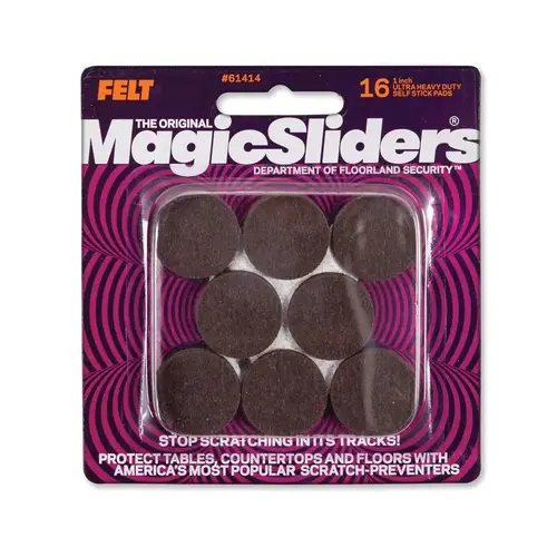 Magic Sliders 61414-XCP6 Protective Pads Felt Self Adhesive Brown Round 1" W X 1" L Brown - pack of 6