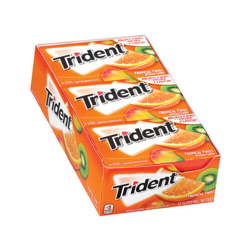 Trident 120488 Chewing Gum Sugar Free Tropical Twist