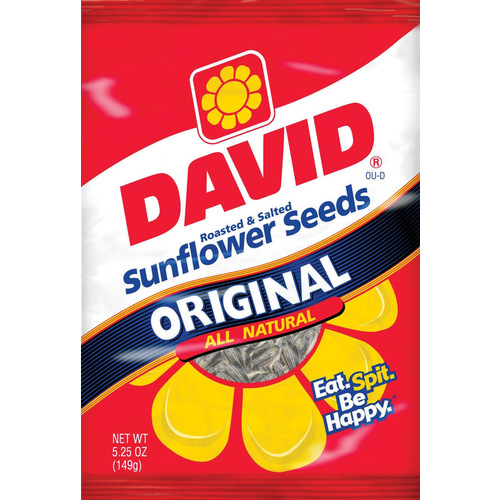 David 496432 Sunflower Seeds Original Roasted Salted 5.25 oz Pegged