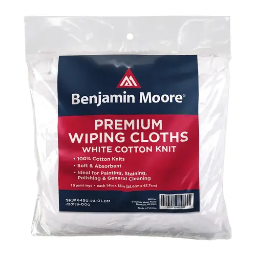 Wiping Cloth Premium Cotton 14" W X 18" L 10 pk White - pack of 24