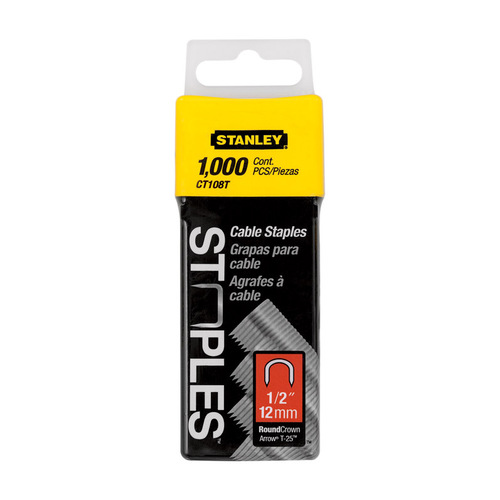 Stanley CT108T Cable Staples 1/2" L 20 Ga. Round Crown Gray