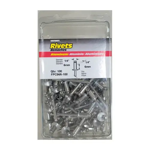Surebonder FPC84A-100 Rivets 1/4" D X 1/4" Aluminum Silver Silver