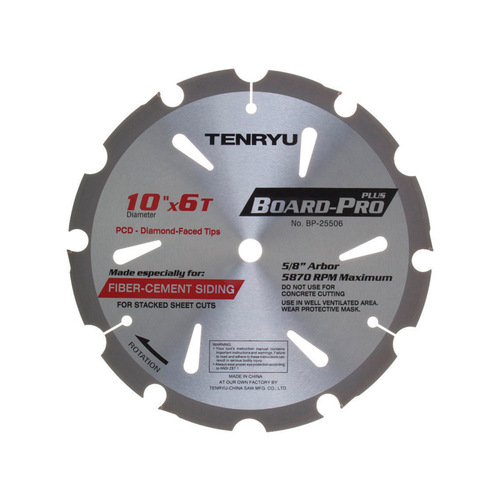 Tenryu 2695443 Saw Blade Board-Pro Plus 10" D X 5/8" Board Pro Polycrystalline Diamond 6 teeth