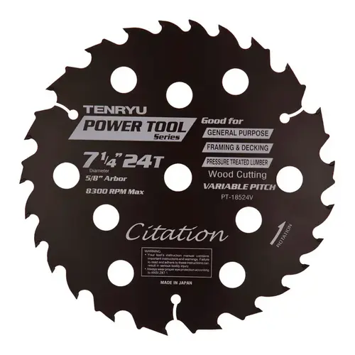 Saw Blade Citation 7-1/4" D X 5/8" Power Tool Steel 24 teeth