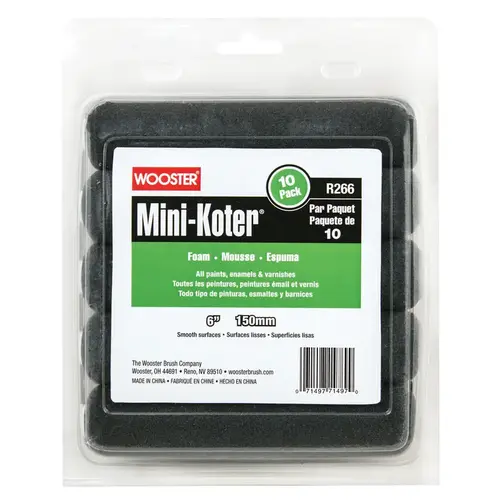 Paint Roller Cover Mini-Koter Foam 6" W Mini Black