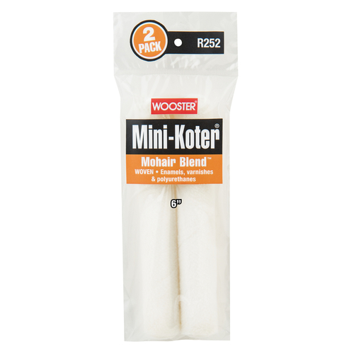 Paint Roller Cover Mini-Koter Mohair Blend 6" W Mini White Pair