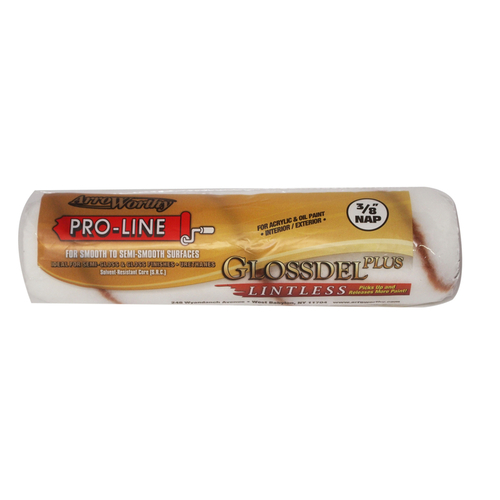 Paint Roller Cover Glossdel Plus Synthetic Blend 9" W X 3/8" S Regular White